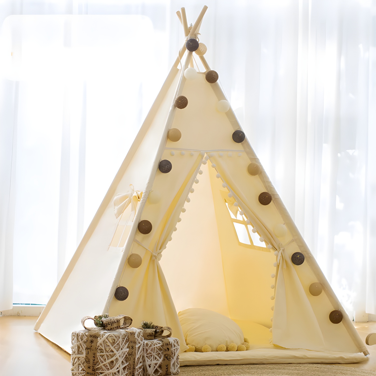 Waterproof Triangular Play Tent with Windows and Lights for Both Indoor and Outdoor Use