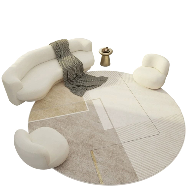 Indoor Use Contemporary Striped Chenille Round Area Rug Featuring Easy Care