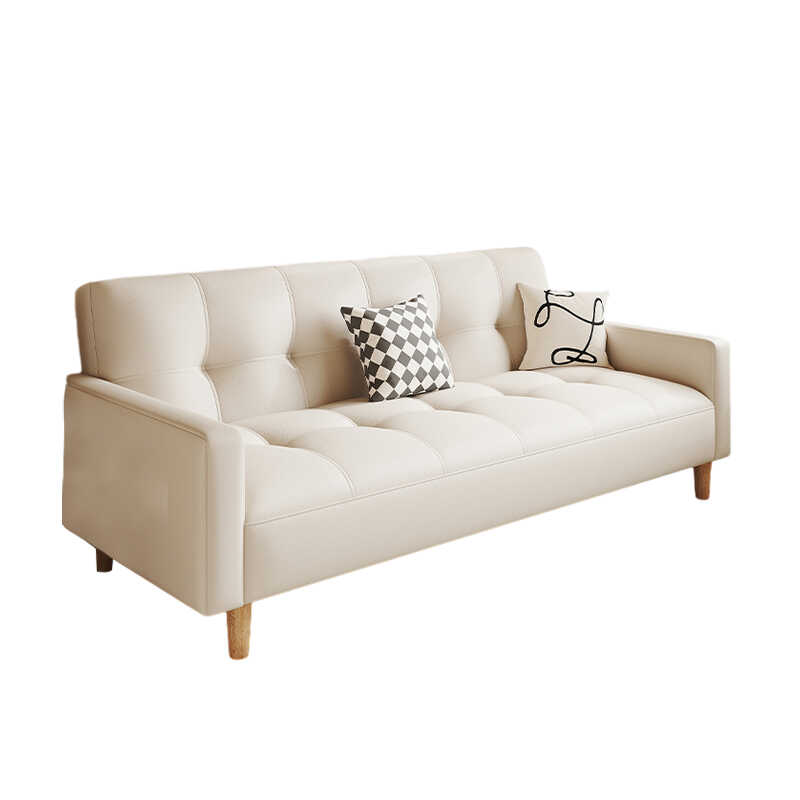 Modernism Convertible Sleeper Sofa with Stain Resistant PU Upholstery and Square Arms