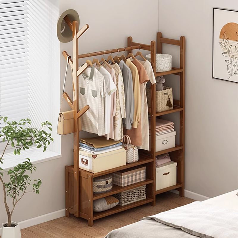 Glam 30cm Wood Hall Tree & Coat Rack, Free Standing, 6 Hooks, Storage Bench Included