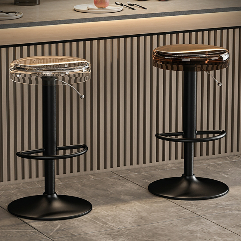 Swivel Black Metal Frame Counter Stool with Adjustable Height