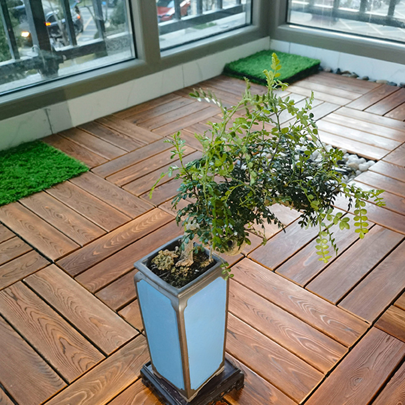 Smooth Matte Pine Parquet Click-Lock Hardwood Flooring - Medium Wood