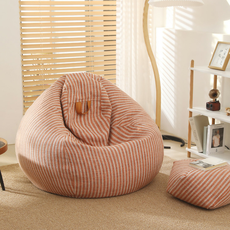 Luxurious Linen Upholstered Bean Bag Chair, Removable Cover, Seats 1