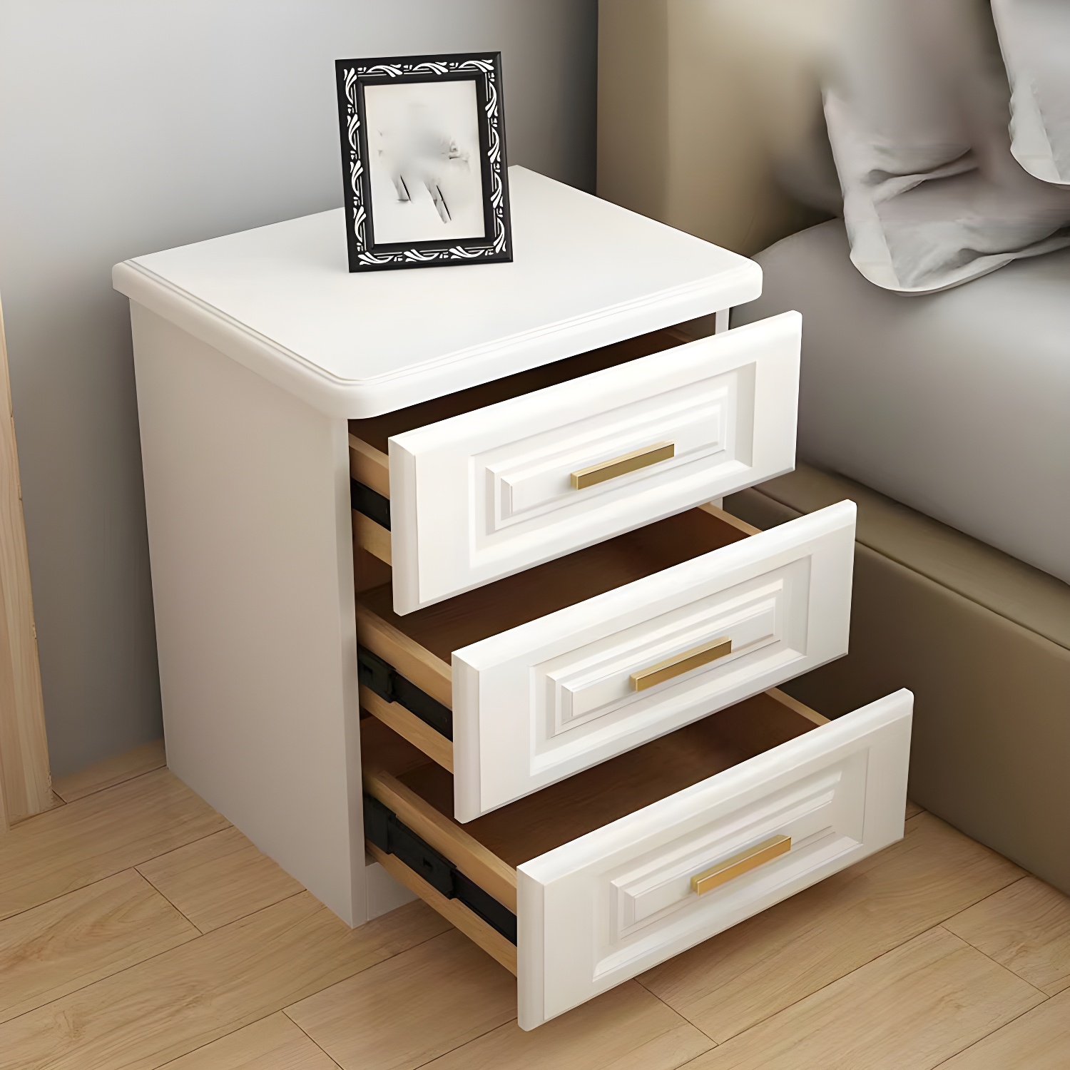 Bedroom Modern Wood Nightstand with Drawer Storage for Living Room