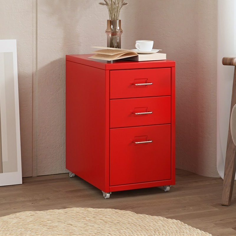 red metal dresser Elegant Metal Dresser with Drawers for Modern Scandinavian Style Homes,  Size 28 x 41 x 48 cm, Number Of Drawers 3, Colour Red- OZ-Home-Hub
