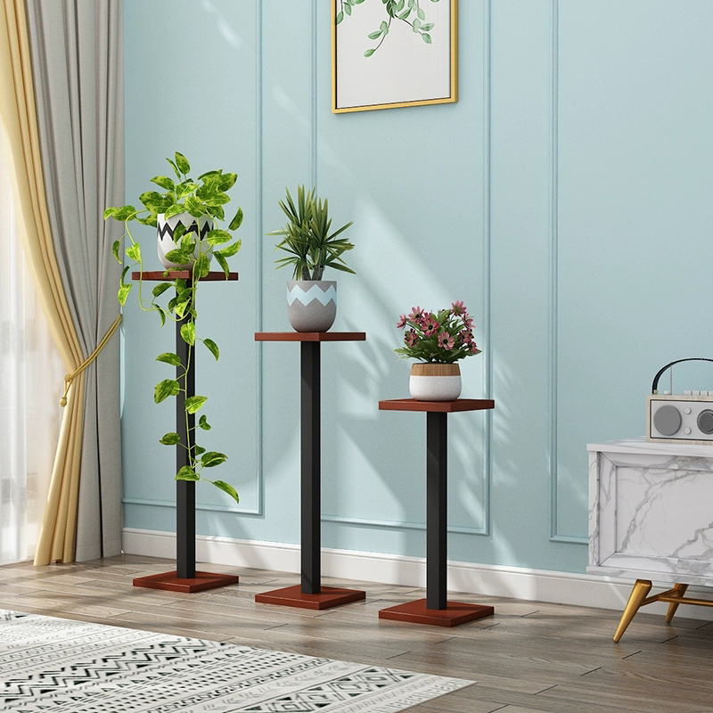 Square Pedestal 2-Tier Wood Plant Table with Assembly Kit Included