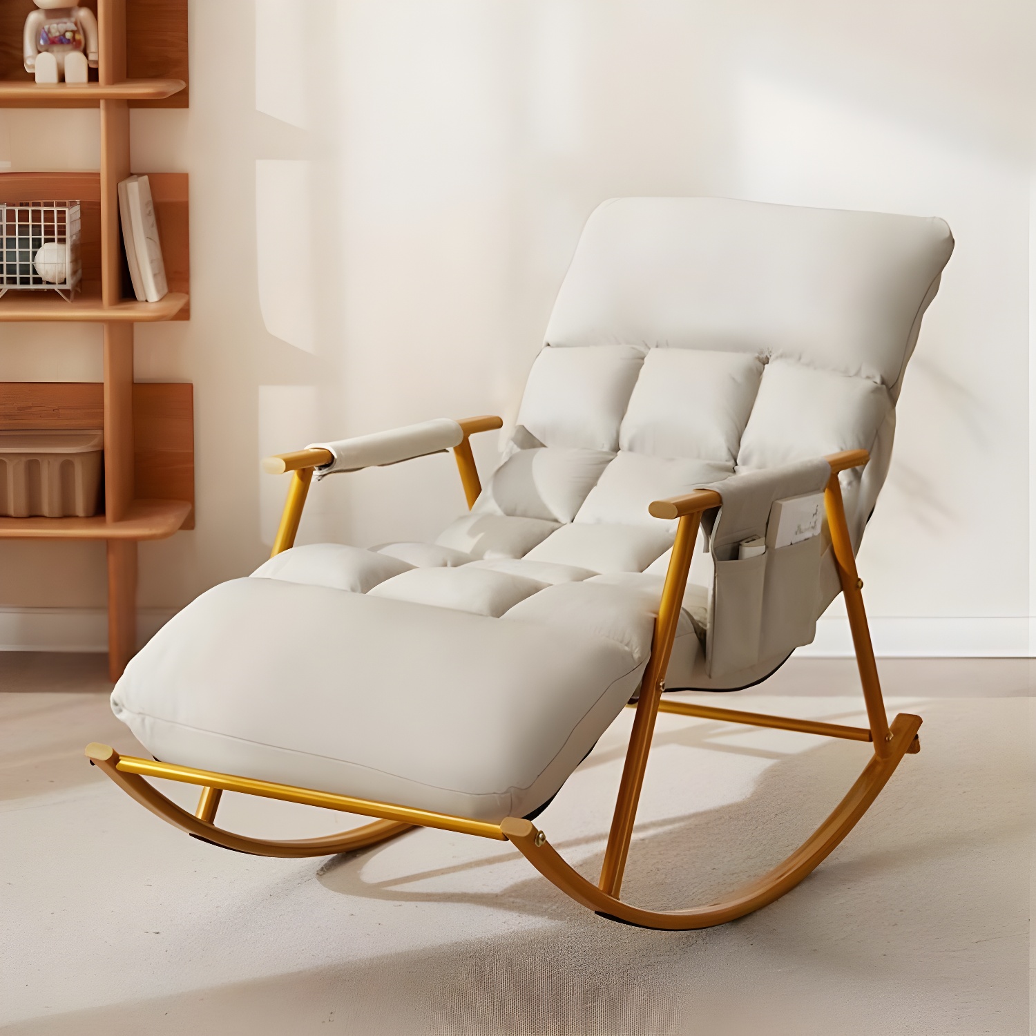 Upholstered Modern Indoor Rocking Chair with Removable Back Cushion - Durable and Stylish
