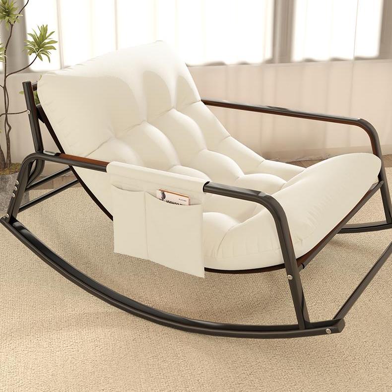 Stylish Indoor Upholstered Rocking Chair with Removable Cushions and Metal Legs