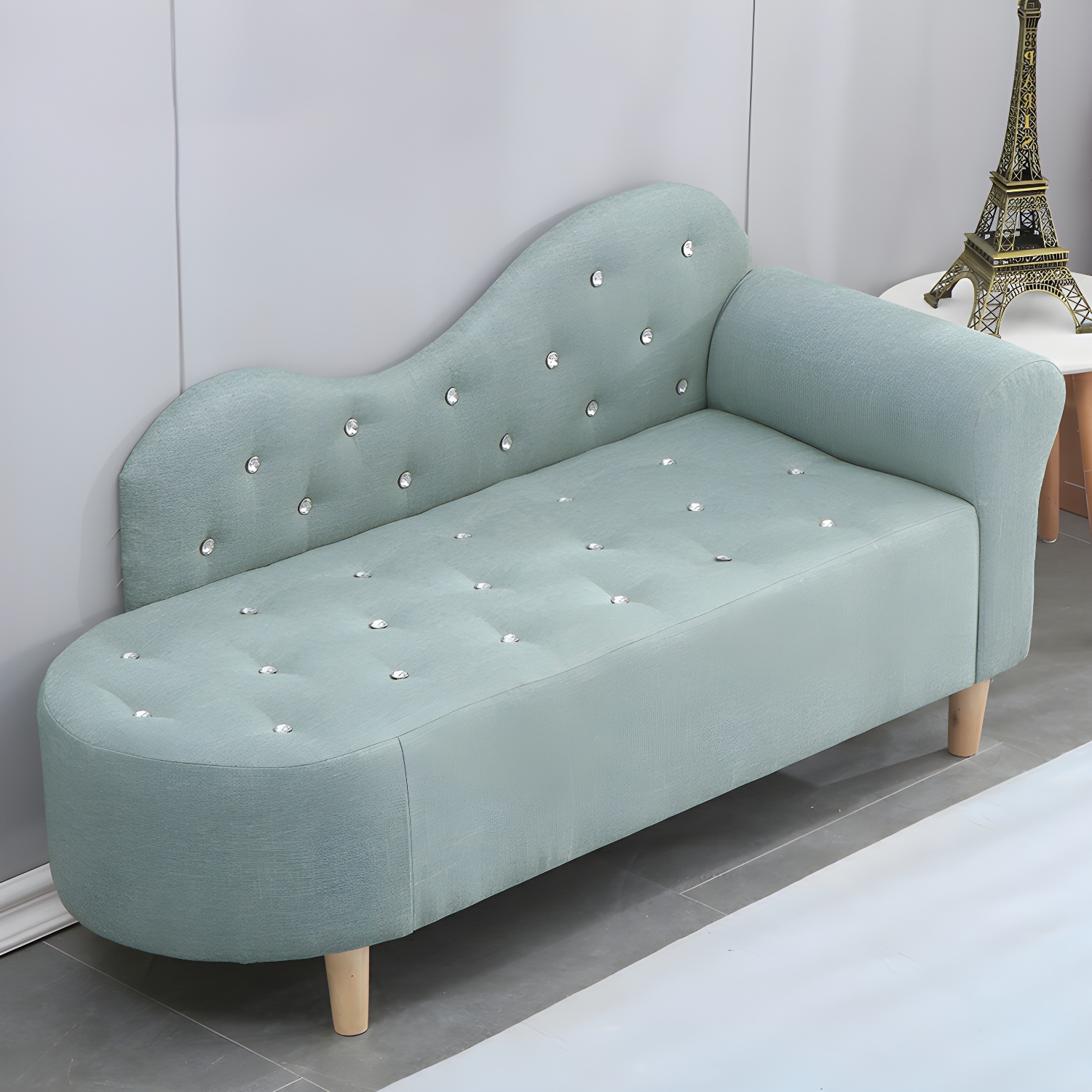 Modern Solid Wood Chaise Lounge, One Arm, No Storage, 20in W x