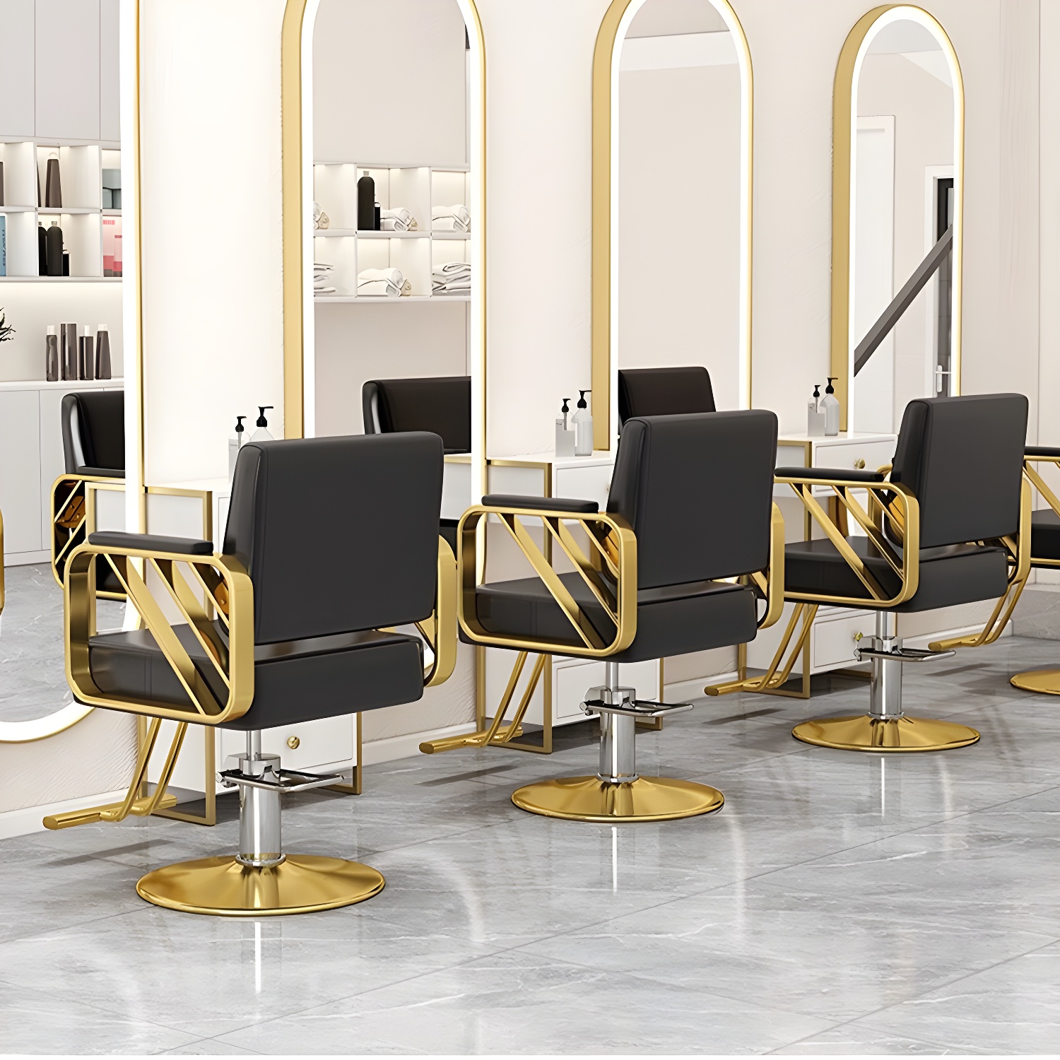 Stylish L-Shape Solid Back Styling Chair with Adjustable Footrest for Hair Salons