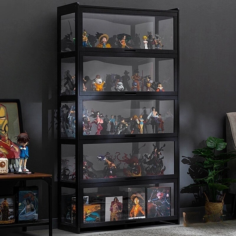 Black Bamboo Display Stand with Sliding Cabinet and Reserves Installation