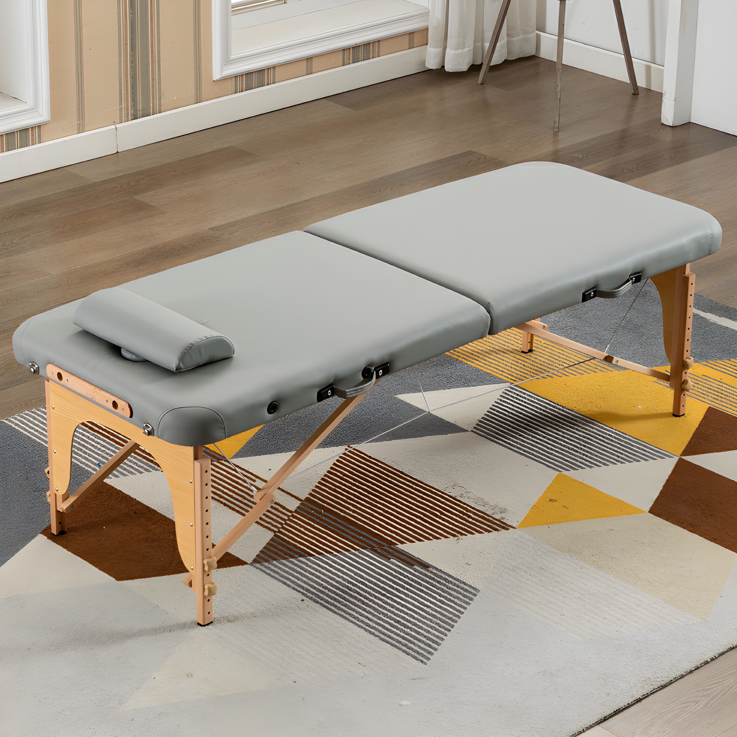 Extra-Large Beech Wood Facial & Massage Bed with Adjustable Height 200kg Weight Capacity