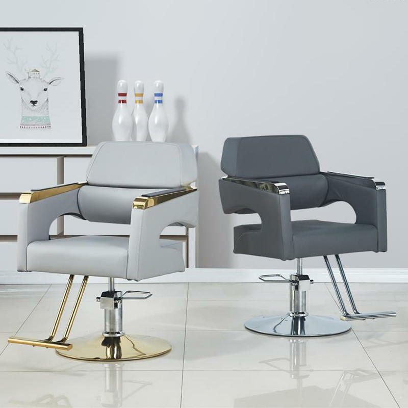L-Shaped Styling Chair with Metal Frame and Faux Leather Upholstery + Ottoman and Swivel Feature
