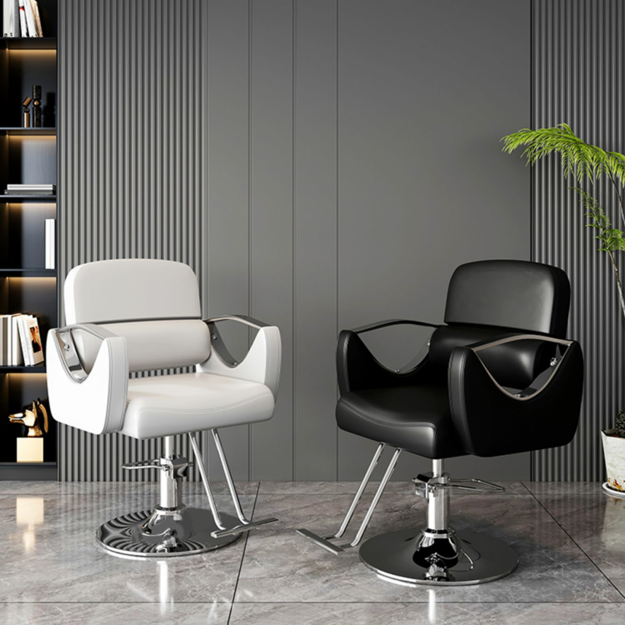 Stylish Faux Leather Swivel Hair Salon Chair with Adjustable Height and Footrest