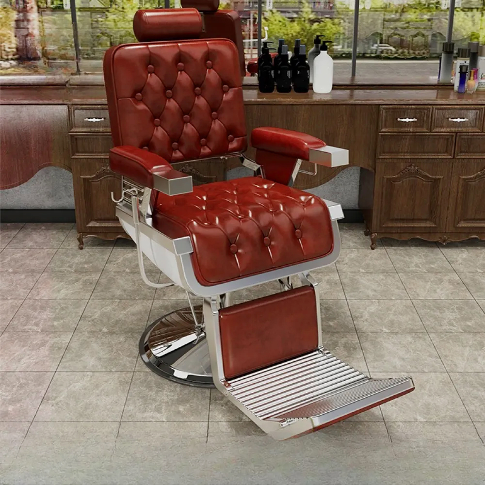 Comfortable Barber Chair for Hair Salon, Swing Beauty Chair Upholstered in Faux Leather