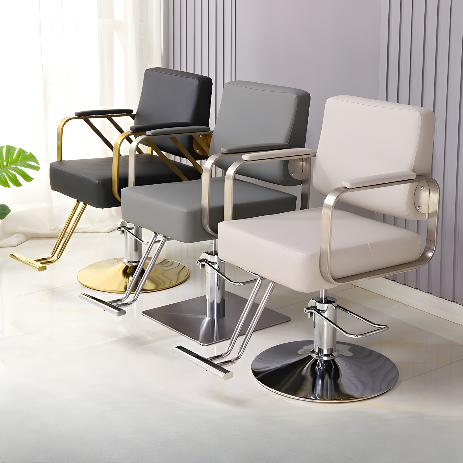 33.1" Height Upholstered Styling Chairs with Metal Footboard & Base