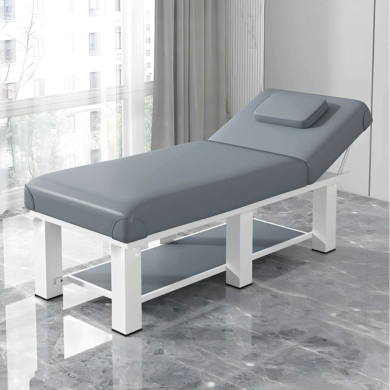 Stylish Rectangular Facial & Massage Bed with Durable Steel Frame - Warp Resistant for Hair Salon