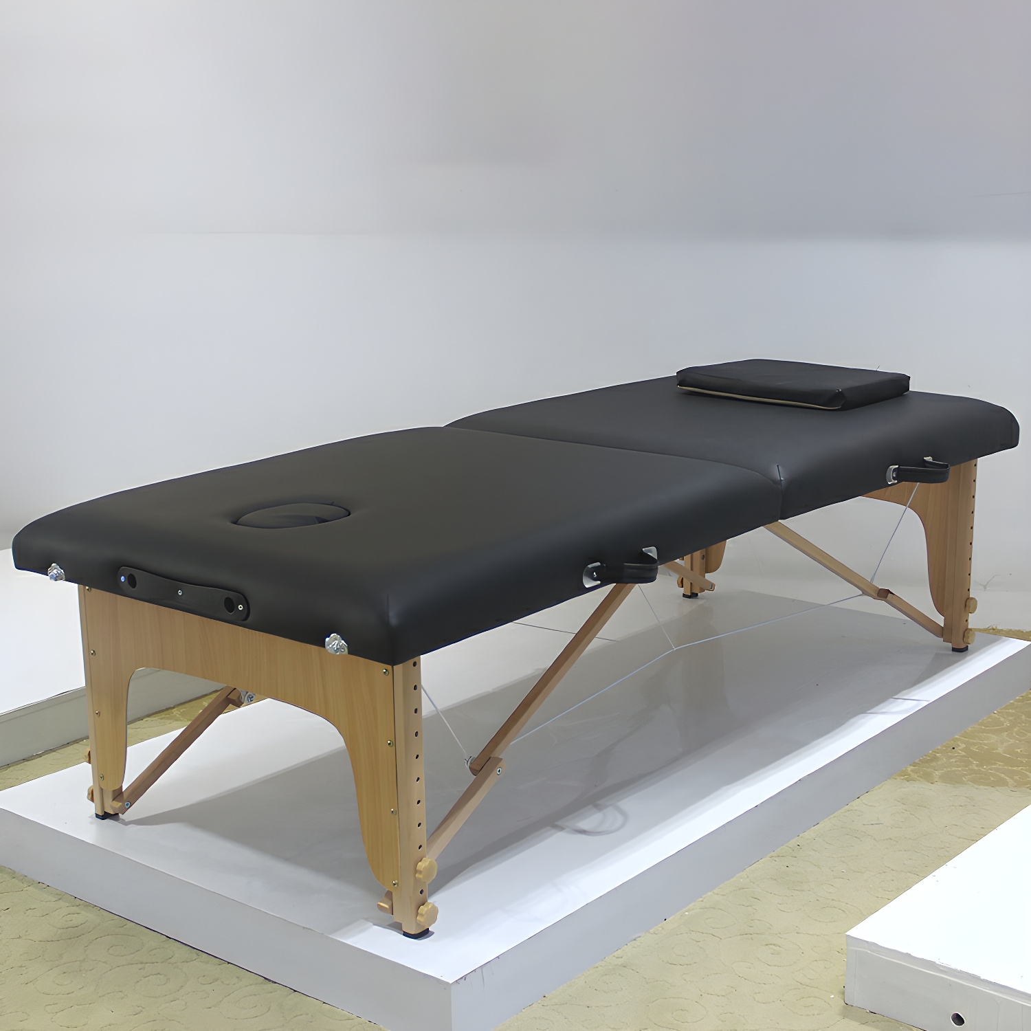 Adjustable Height Wood Facial & Massage Bed with Stackable Feature