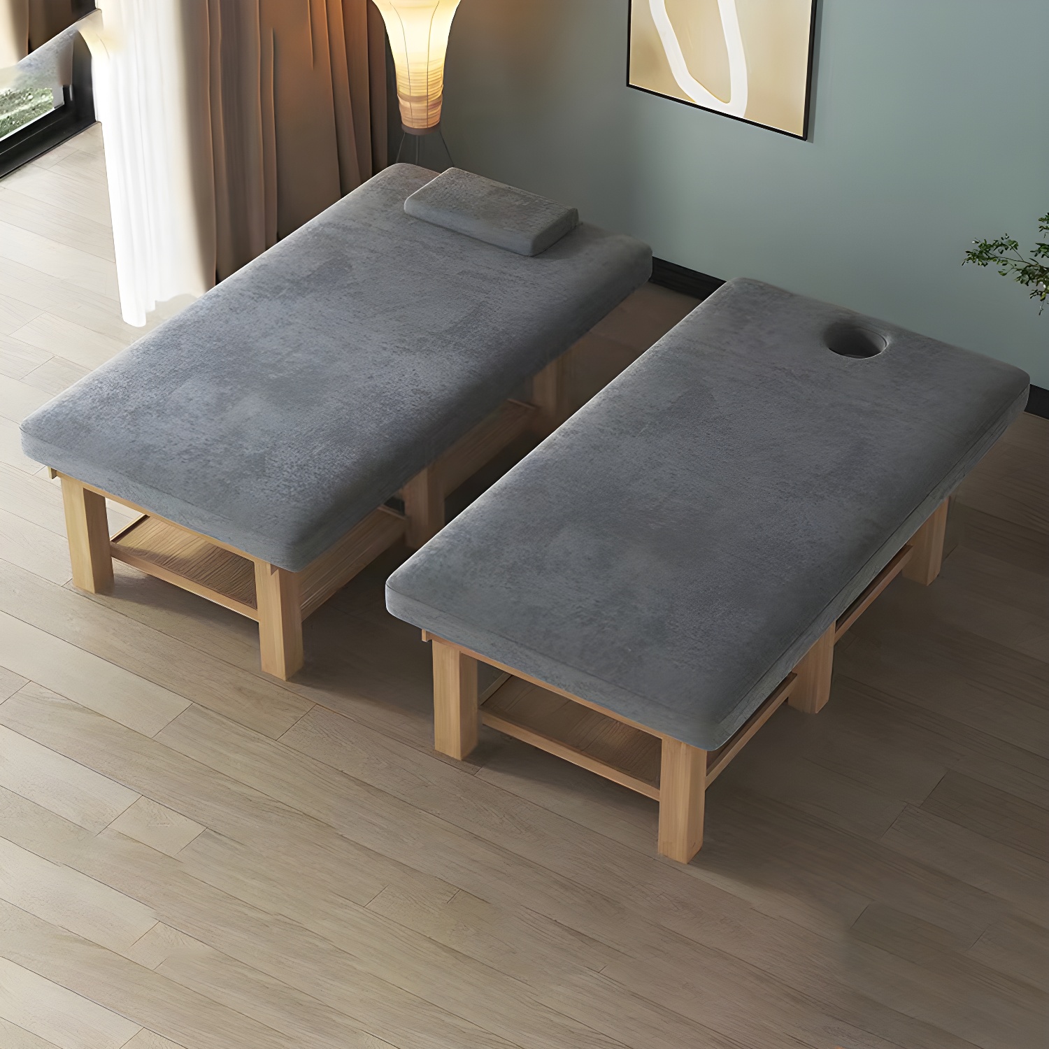 Extra Large Rectangular Wooden Facial & Massage Bed with Abrasion Resistant Sponge Material