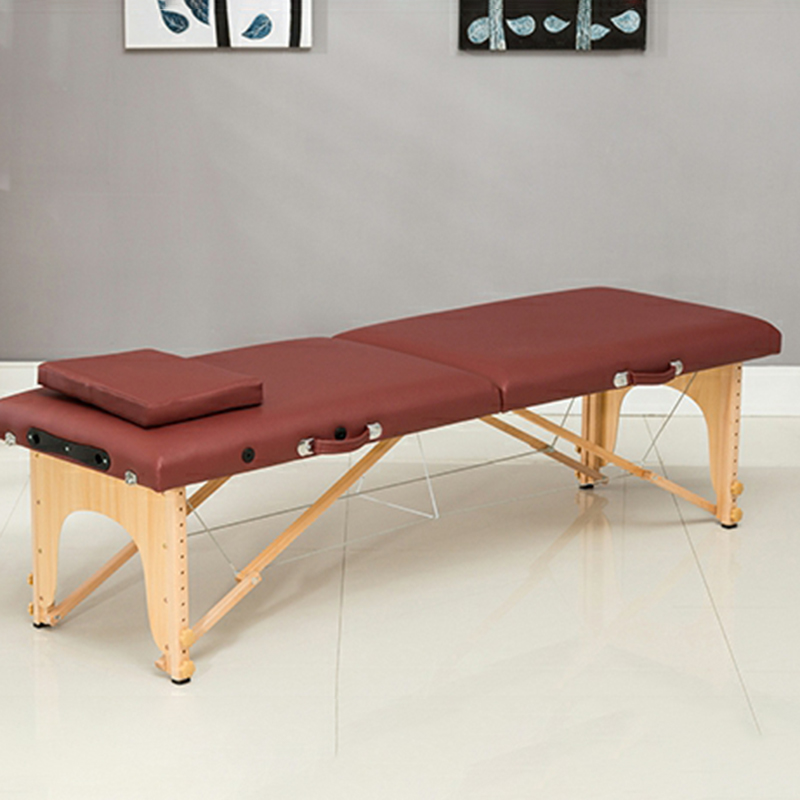 Extra-Large Adjustable Height Wood Facial & Massage Bed with Slip Resistant Leather Surface