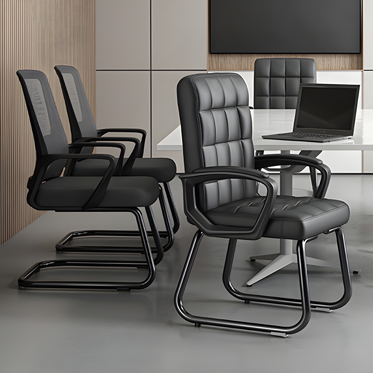 Non-adjustable Ergonomic Mid-Back Steel Office Chair without Footrest