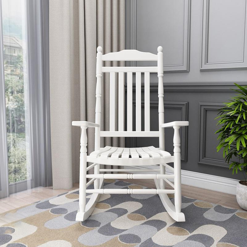 Traditional Indoor Wood Rocking Chair in Solid Colour with Square Arms