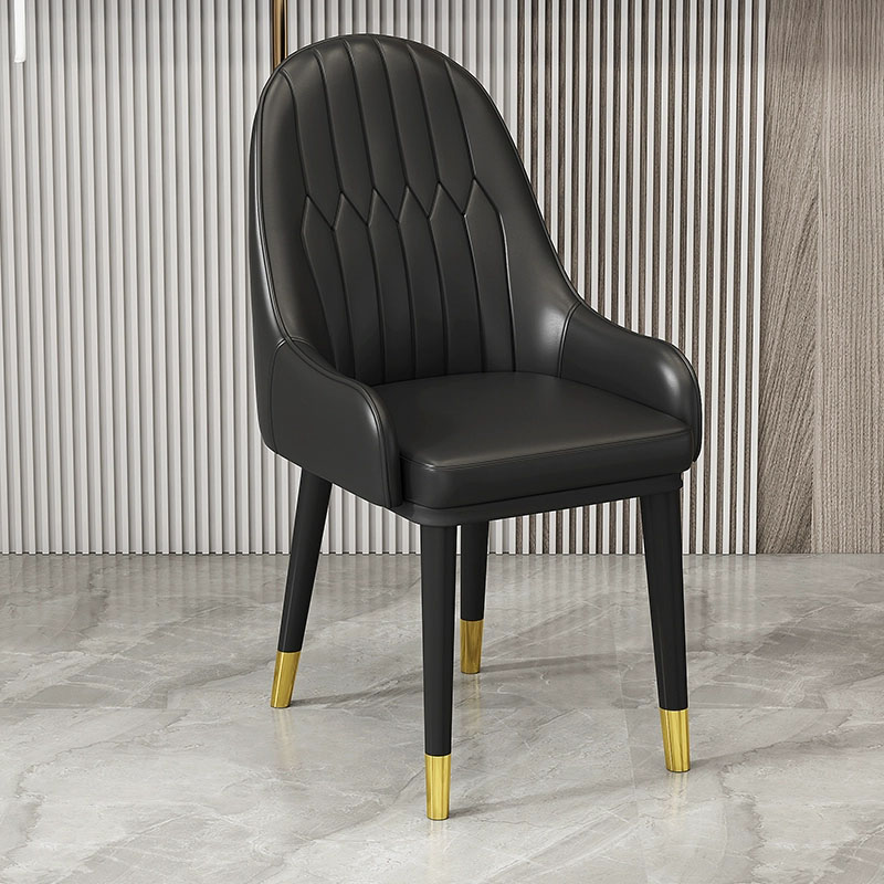 Modern Upholstered Arm Chair with Standard Back and Metal Legs for Home