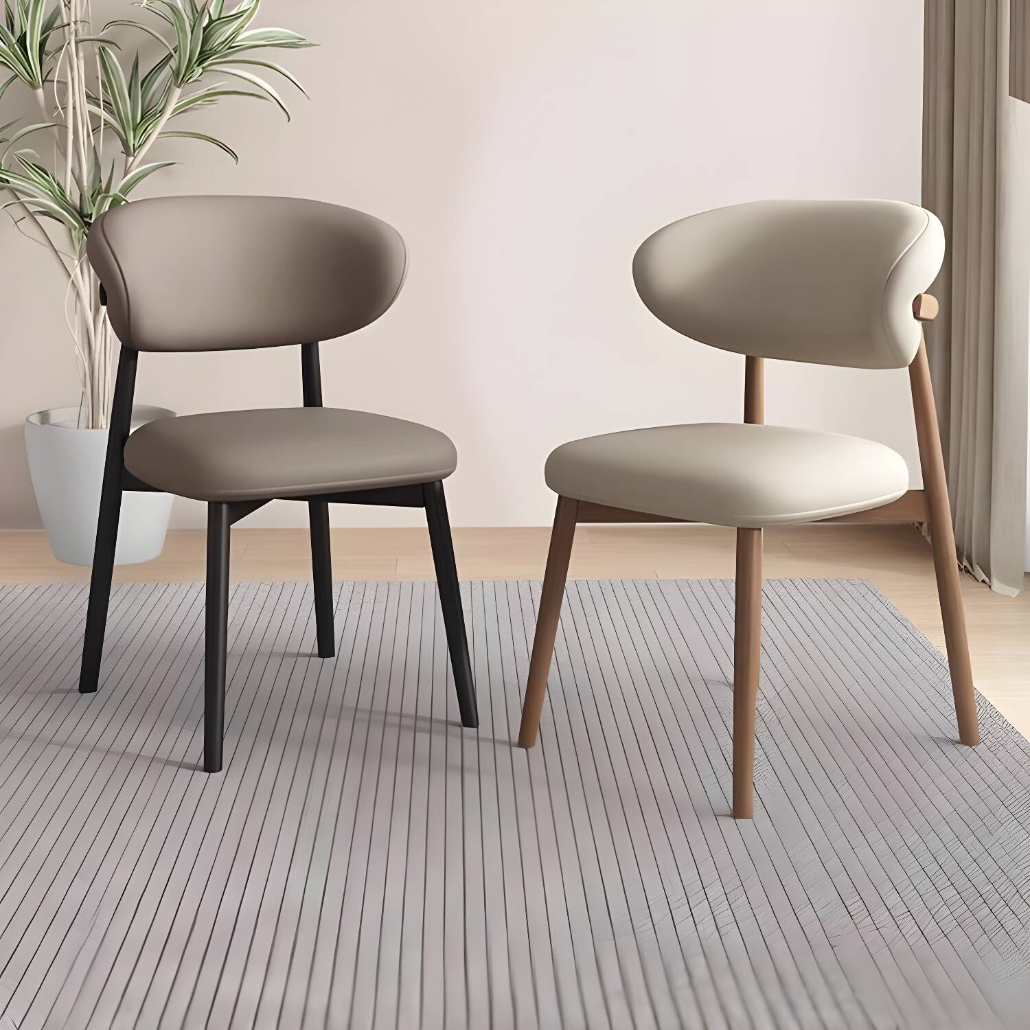 Upholstered Modern Armless Dining Chair with Rubberwood Legs