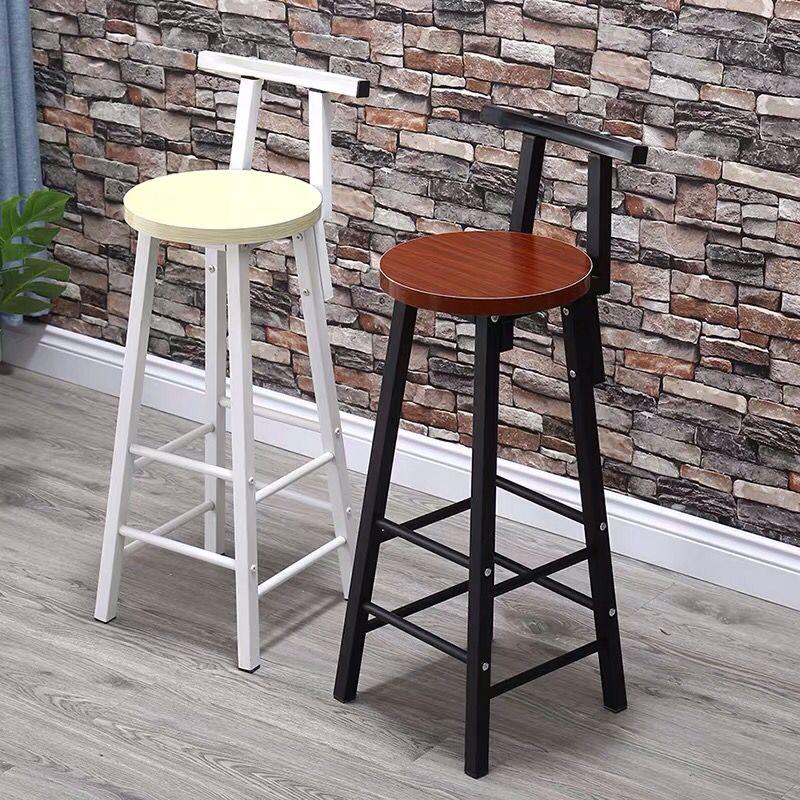 Modern Round Seat Armless Bar Stool with Metal Footrest for Indoor