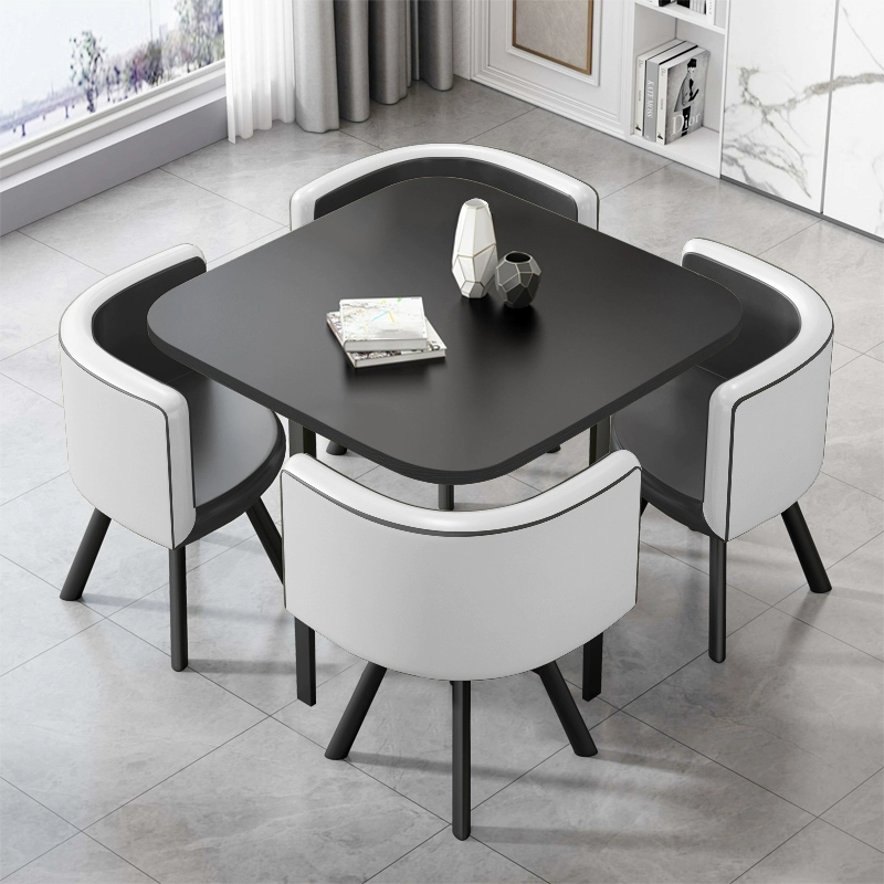 Modern Manufactured Wood Top Dining Set with Upholstered Chairs