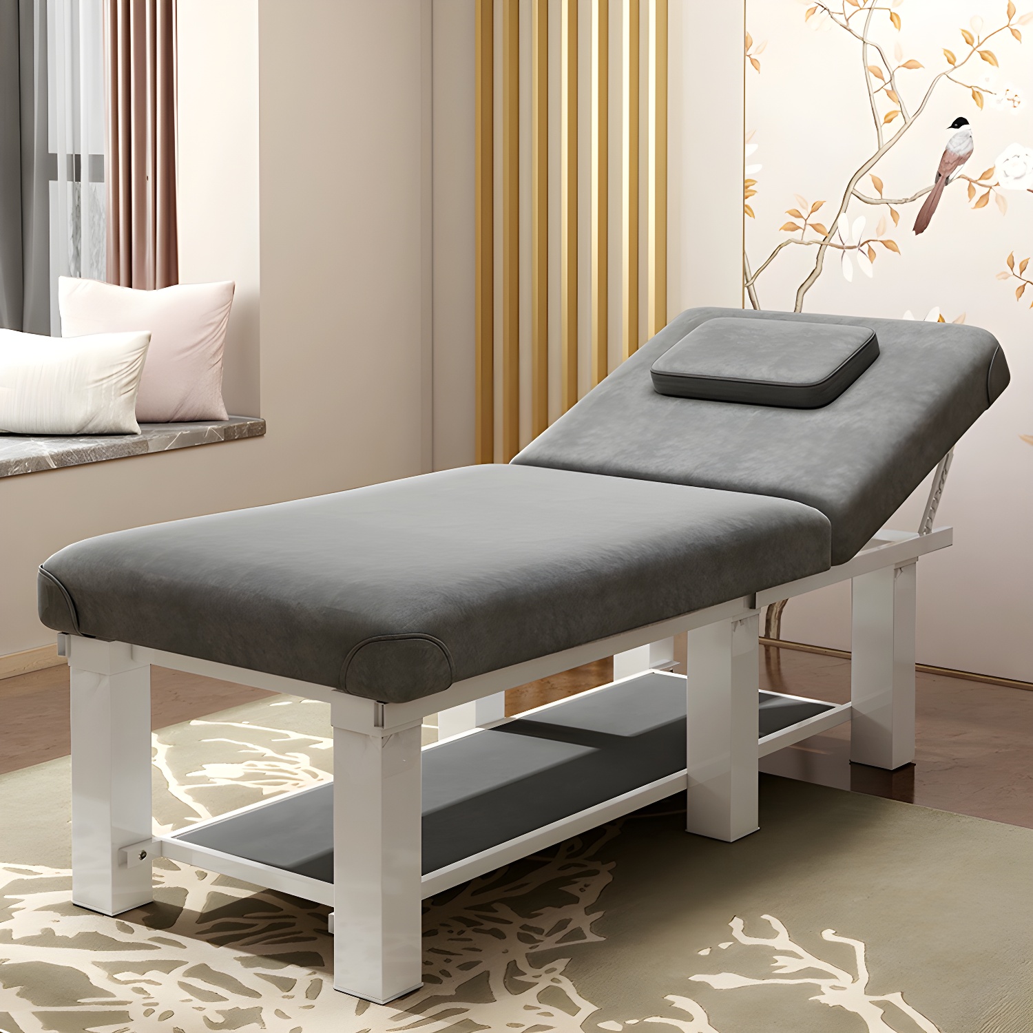Multi Colour Facial & Massage Bed with Storage Comparment & Headrest Steel Frame