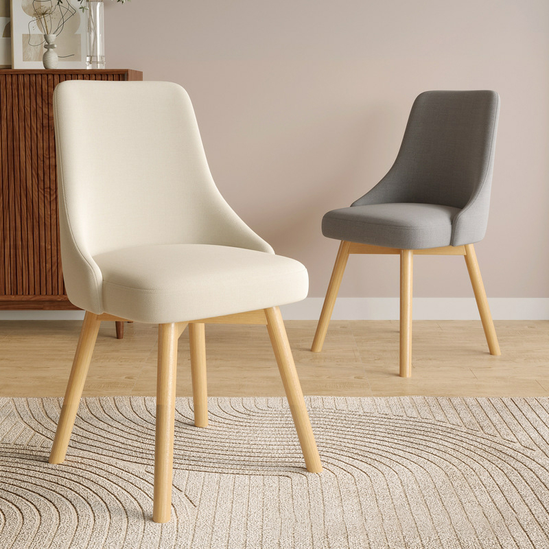 Contemporary Upholstered Dining Chair with Low Back and Wood Legs for Home