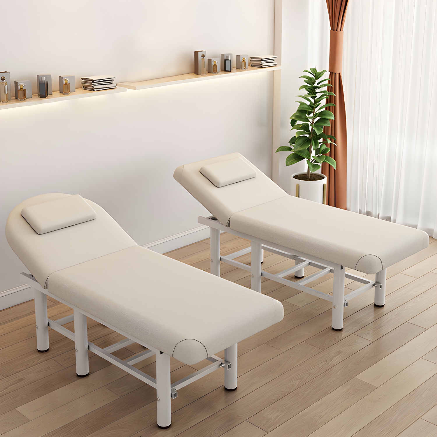 Lint / Leather / Linen 23.6" H Facial & Massage Bed with Headrest Steel Frame