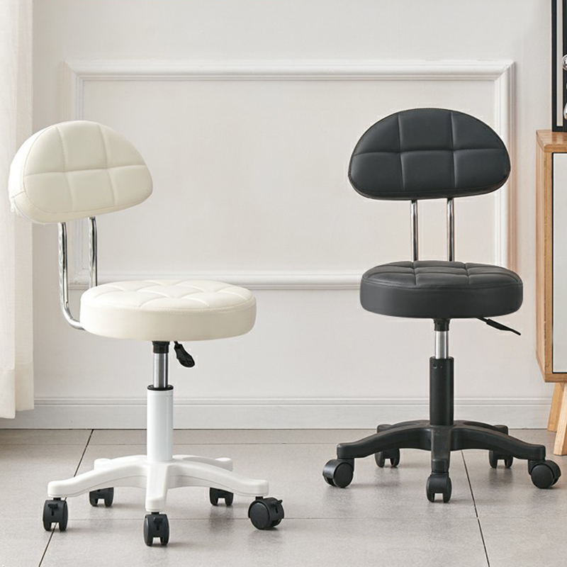 Round Shape Waterproof Leather Styling Chair with Black Wheels