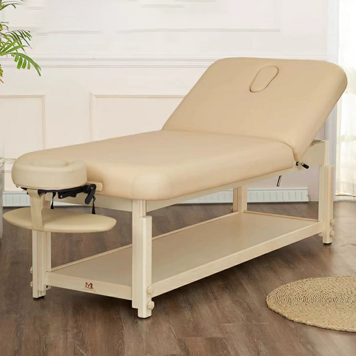Waterproof and Wear Resistant Leather Facial & Massage Bed with Beech Legs