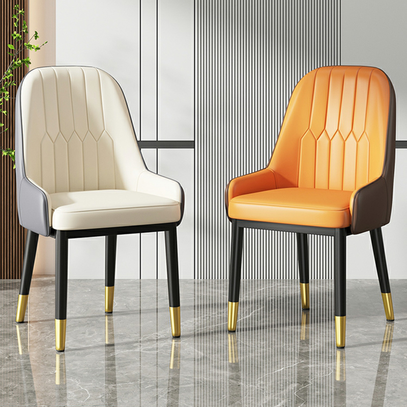 Low Back Upholstered Dining Chair with Metal Legs for Dining Room