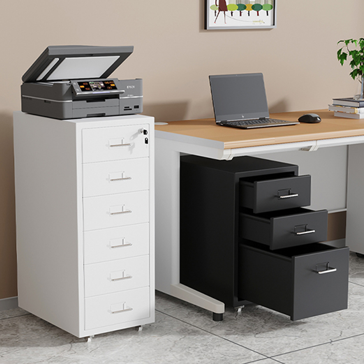 Mobile Contemporary Filing Cabinet with Storage Drawers and Wheels