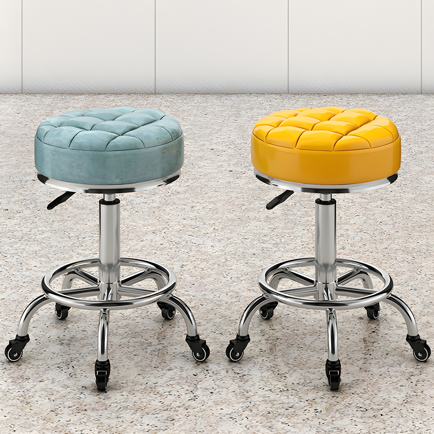 Waterproof Height Adjustable Swivel Styling Chair with 5 Wheels