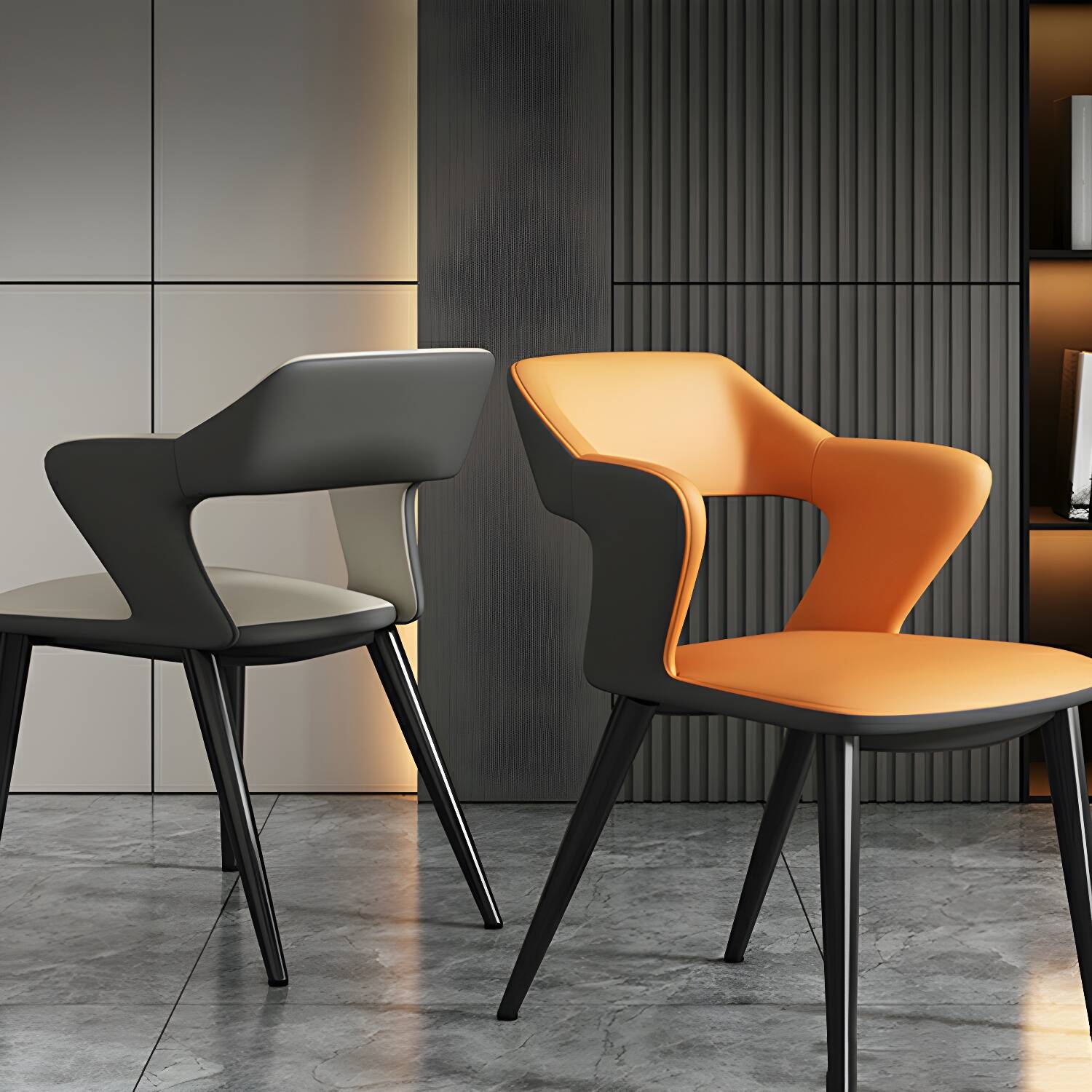 Modern Metal Dining Chair with Open Back for Kitchen & Dining