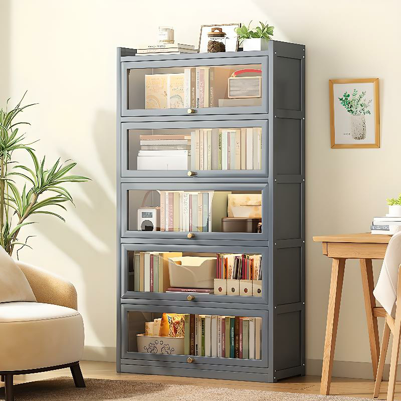 Modern Living Room Bamboo & Acrylic Curio Cabinet with Floor Design