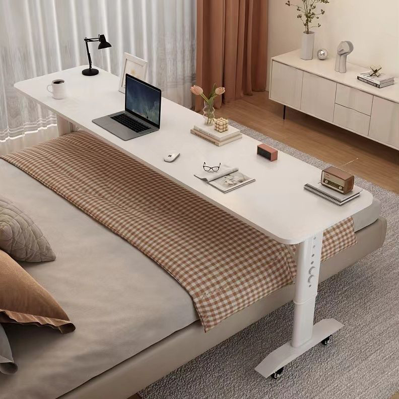 Movable and Liftable White Laptop Cart & Stand Can Span The Bed
