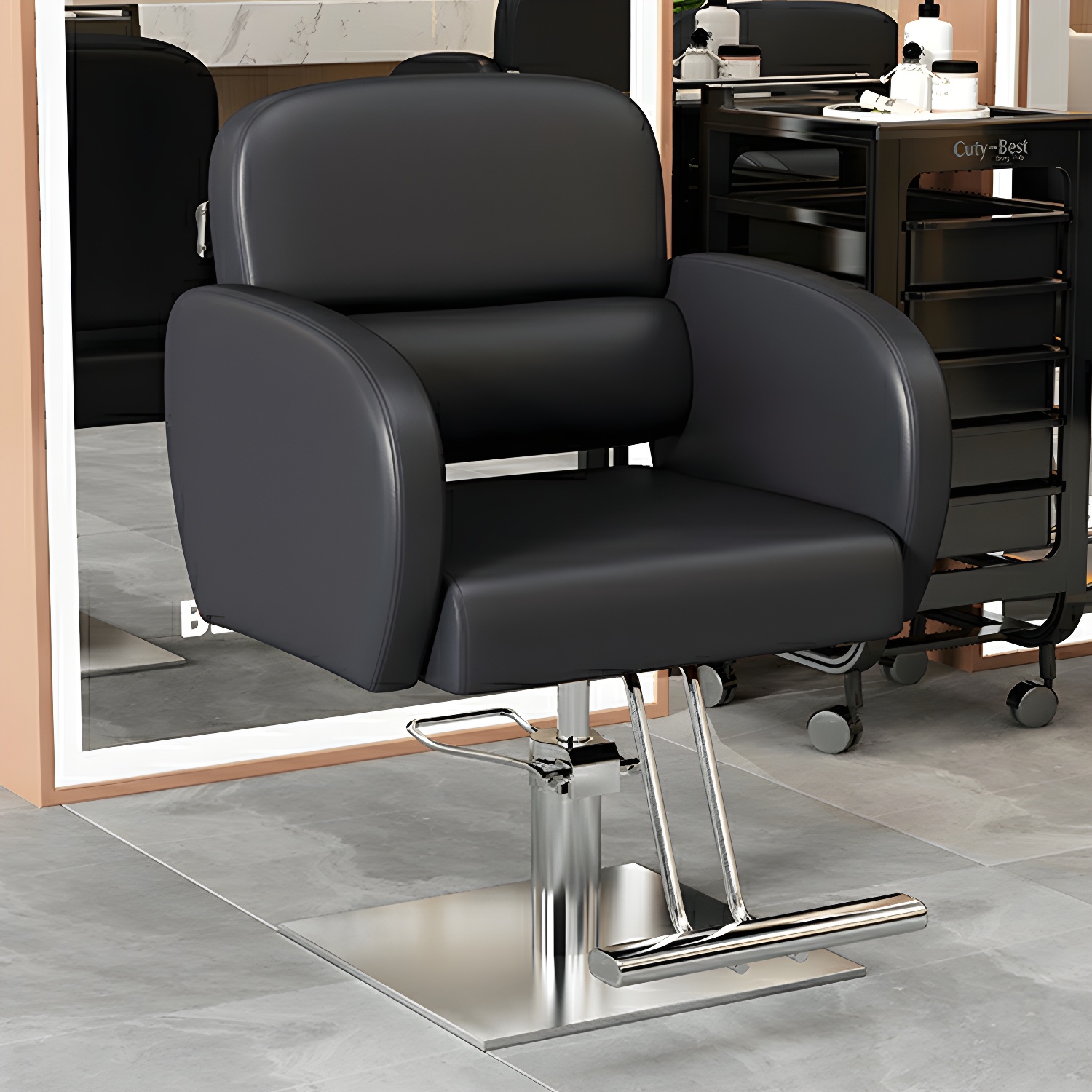 Multi Colour PU Leather Adjustable Styling Chair with Footrest for Hair Salon BarberPub