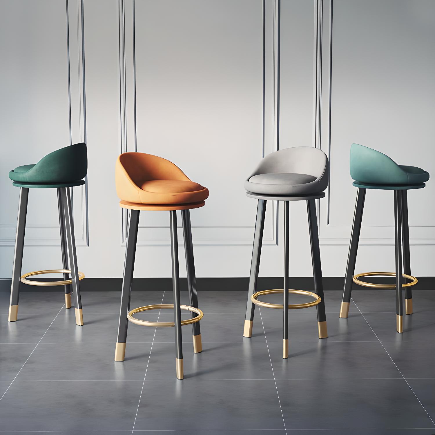 Modern Swivel Upholstered Bar Stool with Metal Base for Home