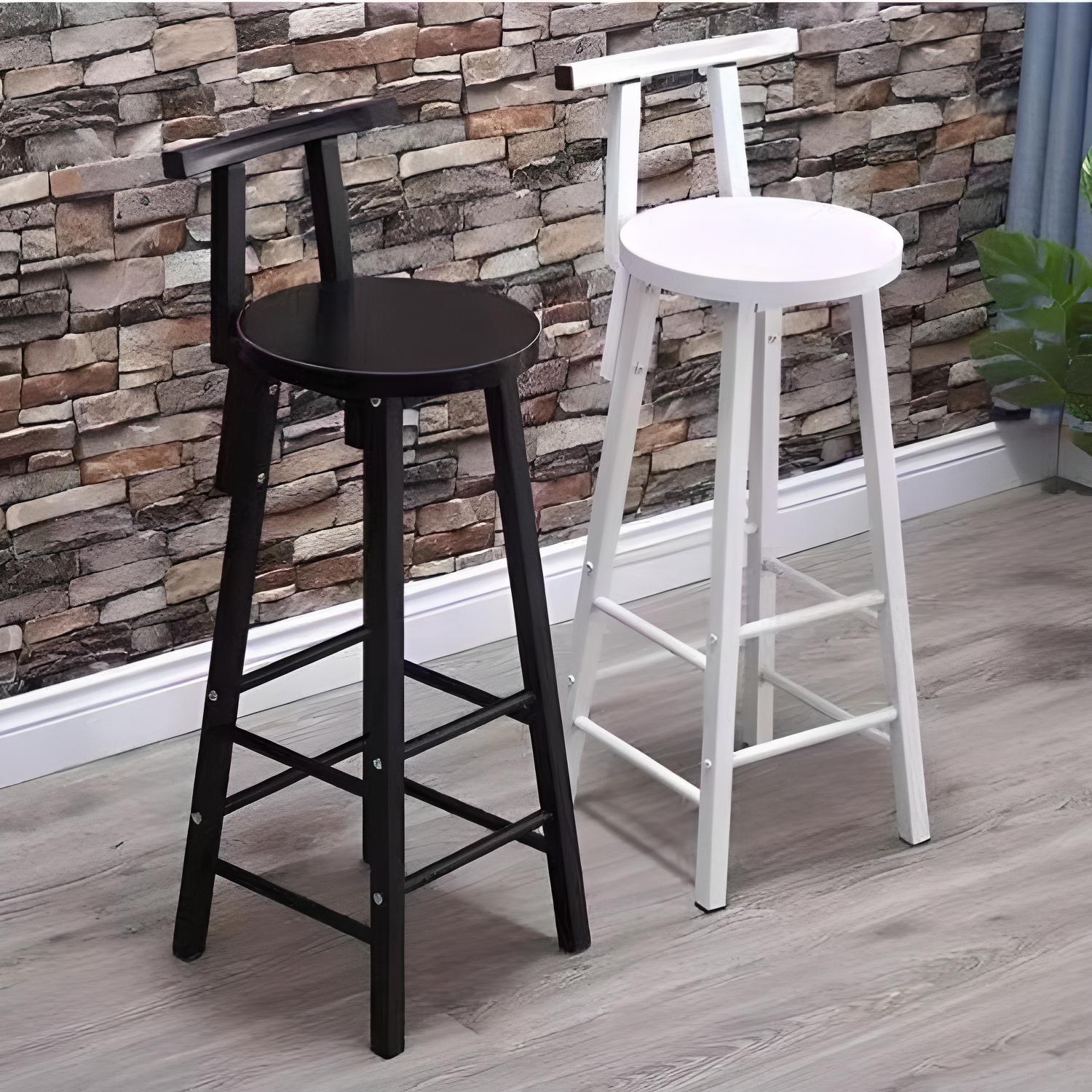 Contemporary Metal Frame Round Seat Bar Stool with Footrest for Indoor
