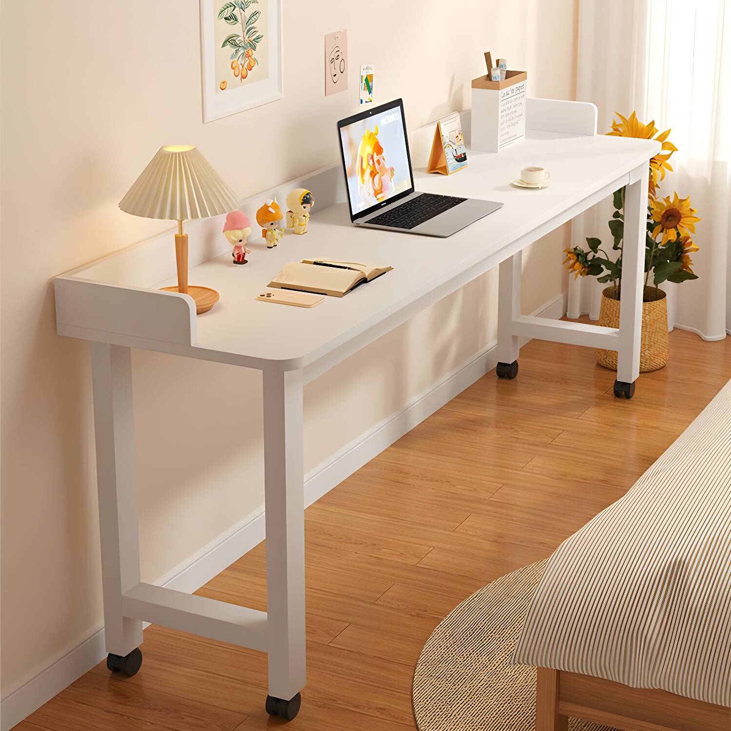 Rectangular Laptop Cart & Stand Artificial Board with Casters