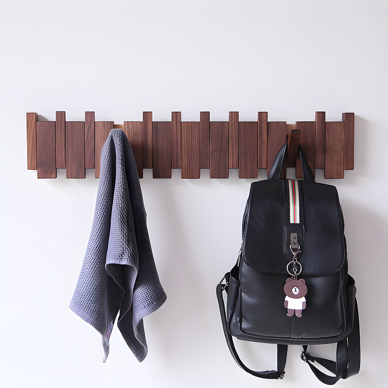 Modern Wooden Wall Mounted Coat Rack with Hooks for Jacket/Hat