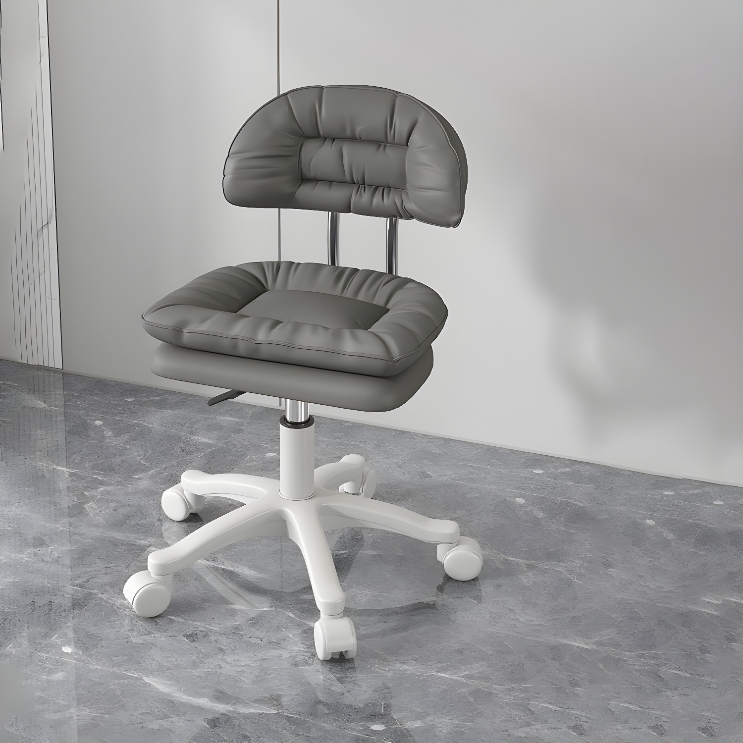 5 Wheels Included Styling Chair, Upholstered Leather, Sponge Filled