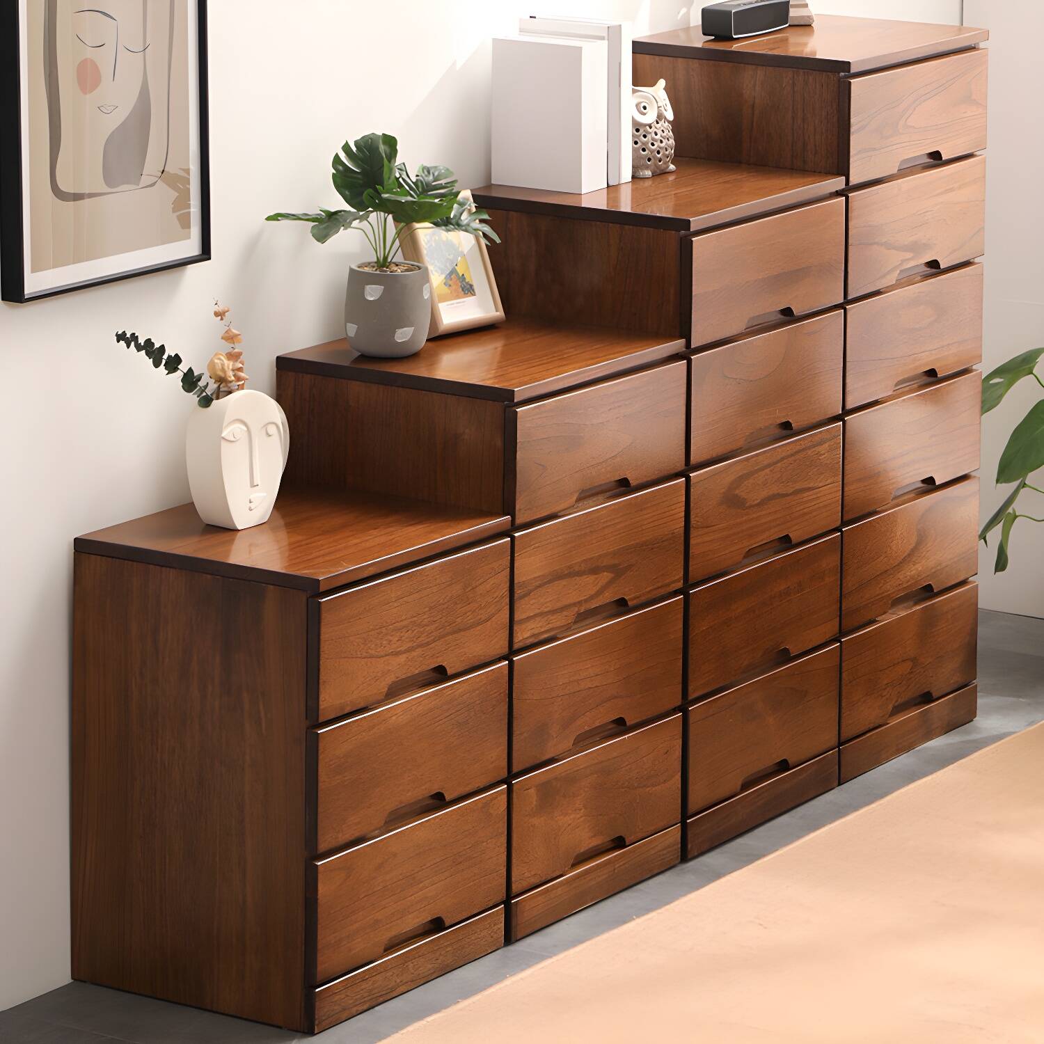 Modern Simple Style 16" Wide Solid Wood Filing Cabinet with Drawers for Home Office