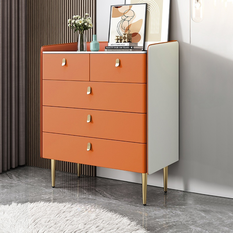 Stone Countertop Storage Chest Gallant Style with Drawers and Metal Legs