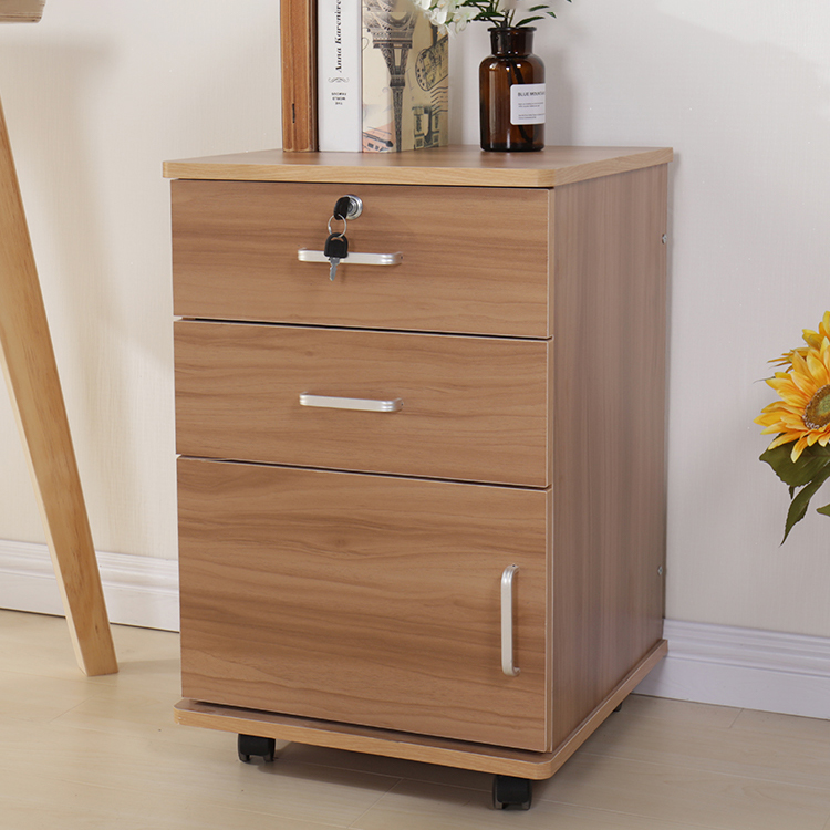 Contemporary Antique Finish Wood Locking Drawers File Cabinet for Home or Office